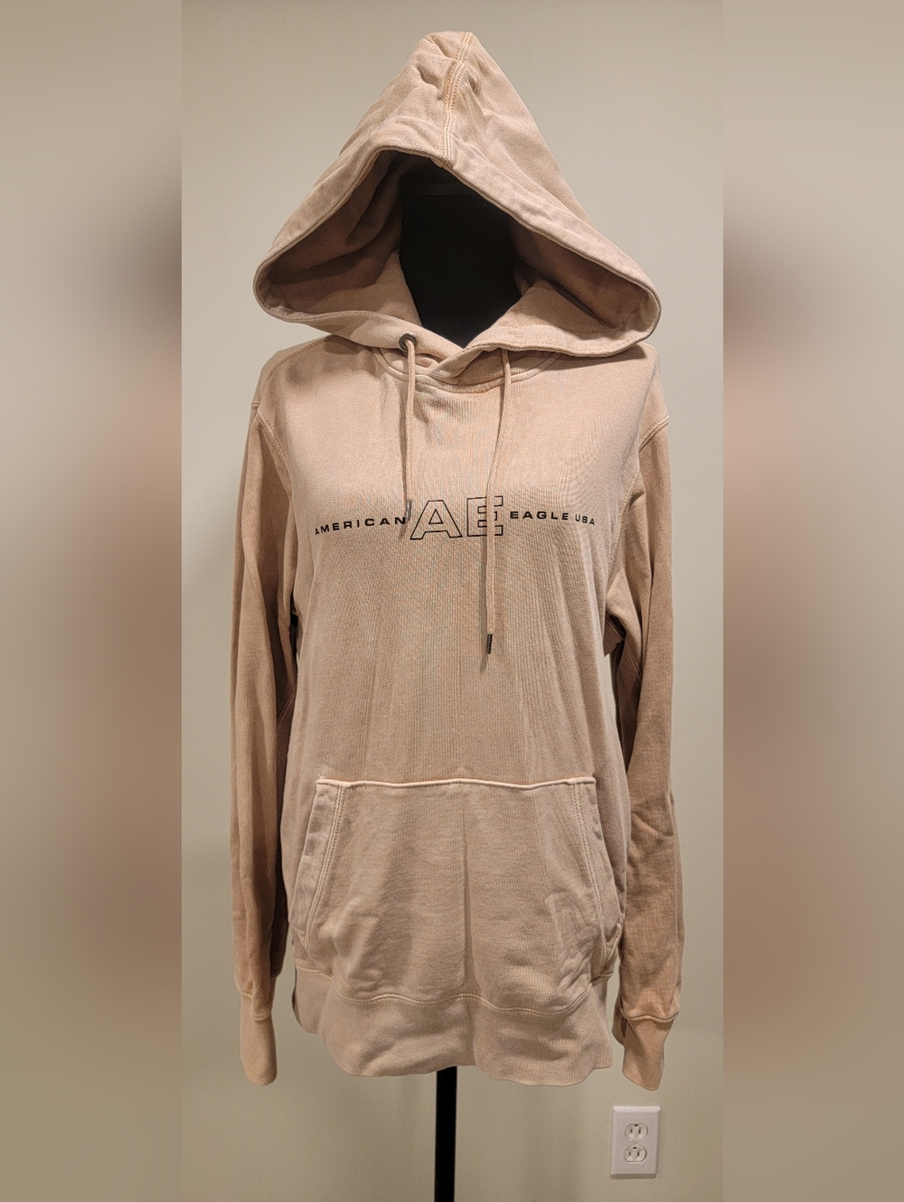 American Eagle Outfitters Men's Hooded Sweatshirt in Light Beige